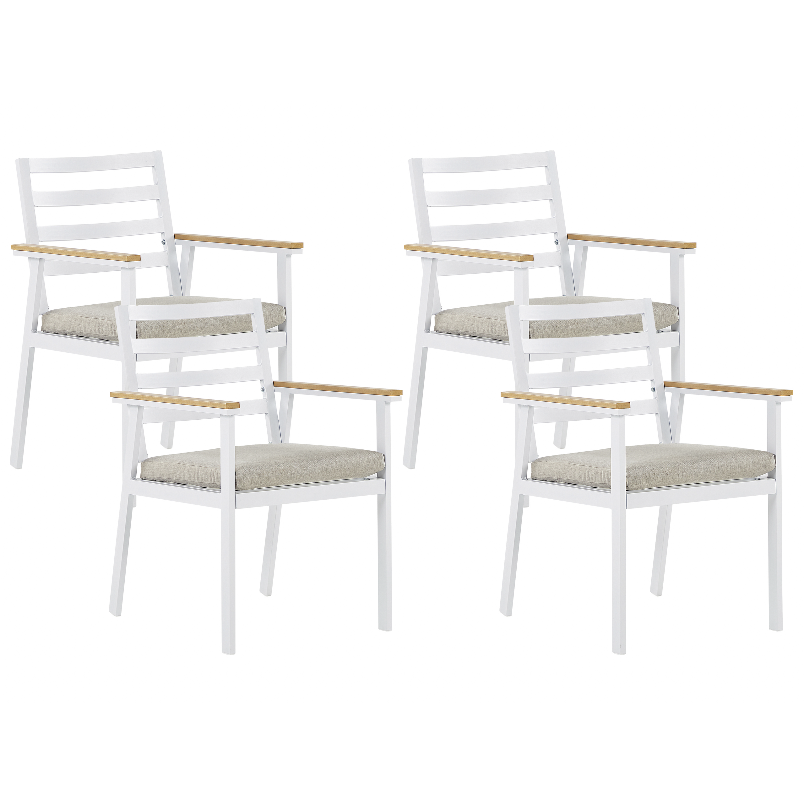 Set med 4 stolar med dynor CAVOLI Metall Beige