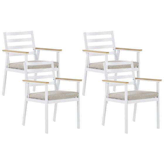 Set med 4 stolar med dynor CAVOLI Metall Beige