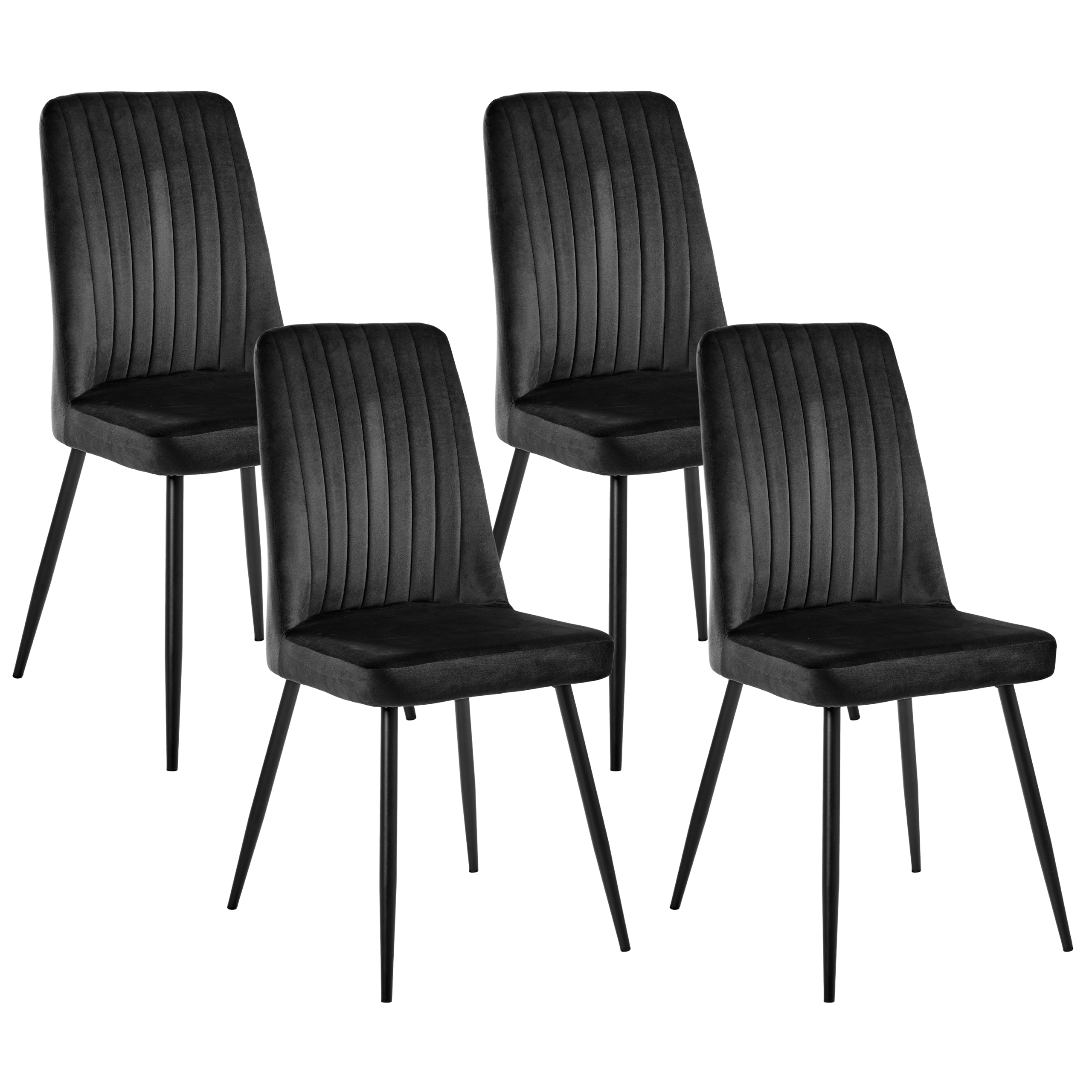 Set med 4 matstolar KIRBY Sammet Svart