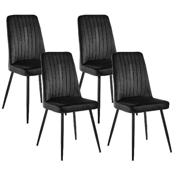 Set med 4 matstolar KIRBY Sammet Svart