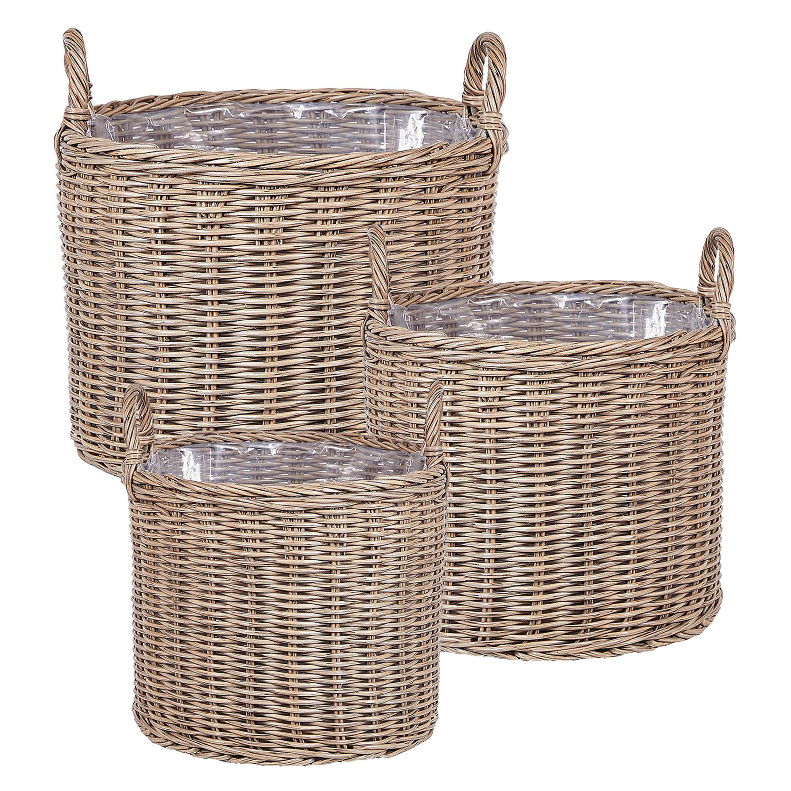 Set med 3 växtkorgar i rotting PENDULA 33/37/45 cm Konstrotting Naturlig