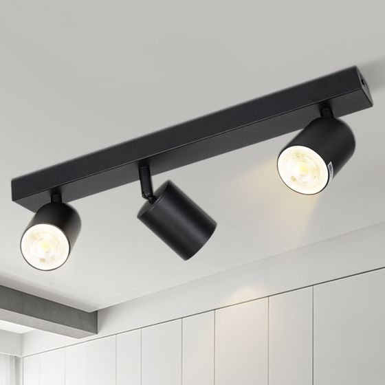 NETTLIFE svart takspotlight i vintage-stil, GU10, metalltaklampa, justerbar 350°