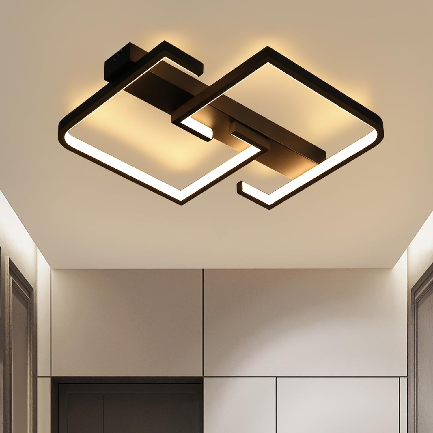 NETTLIFE LED - taklampa, svart, 19W, 30CM, modern, varm, vit, 3000K, geometrisk, mönster
