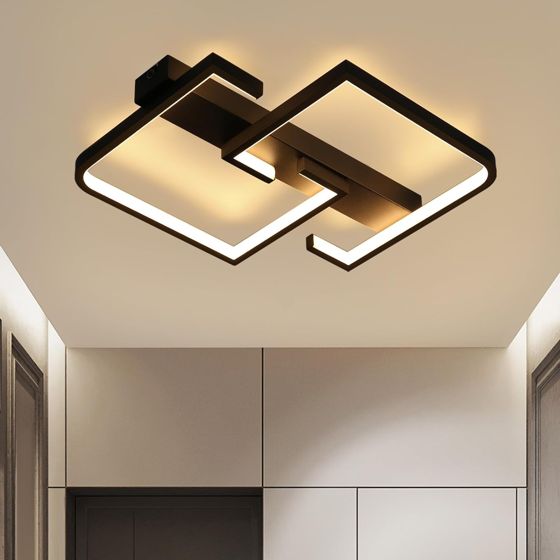 NETTLIFE LED - taklampa, svart, 19W, 30CM, modern, varm, vit, 3000K, geometrisk, mönster