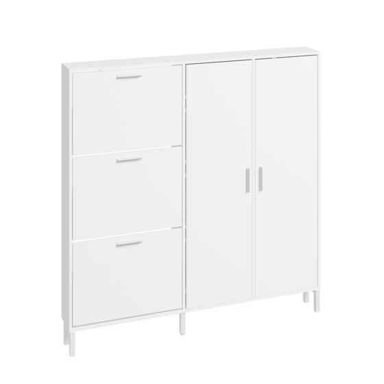 Skokabine med tre lådor och två dörrar vit 115.5x31x14.5 cm FSR231-W