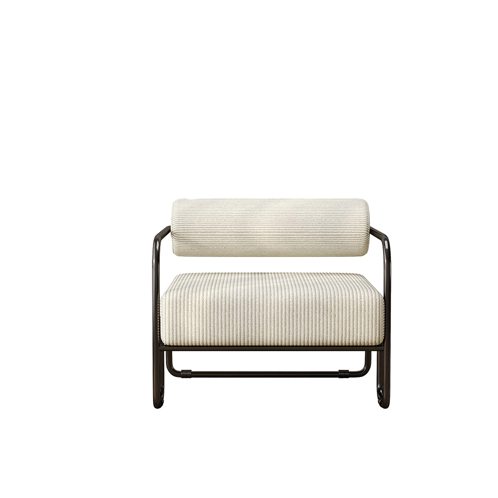 Fåtölj 68,5×73×70,5 cm, manchester och svart metallstomme, beige