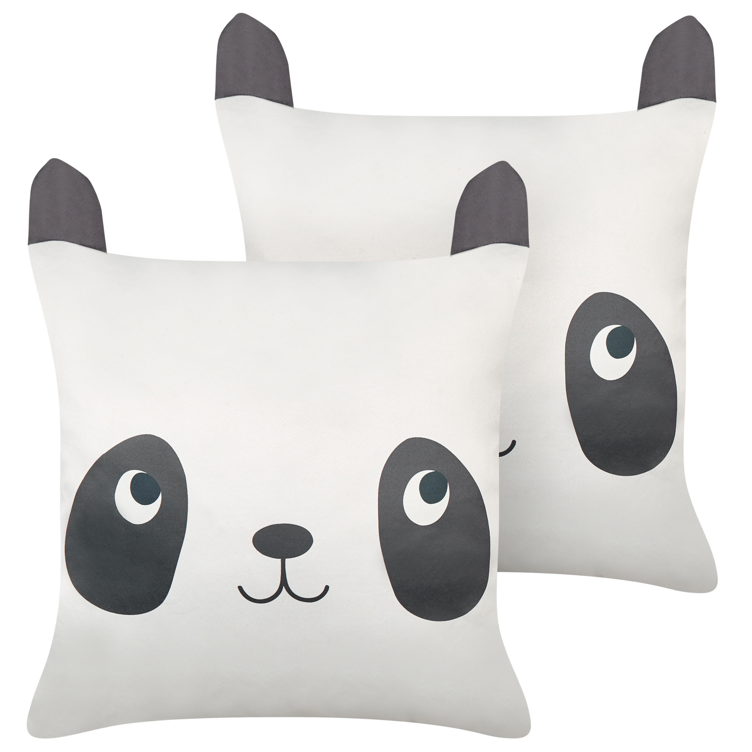 Set med 2 prydnadskuddar PANDAPAW 45 x 45 cm Bomull Vit