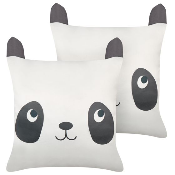 Set med 2 prydnadskuddar PANDAPAW 45 x 45 cm Bomull Vit