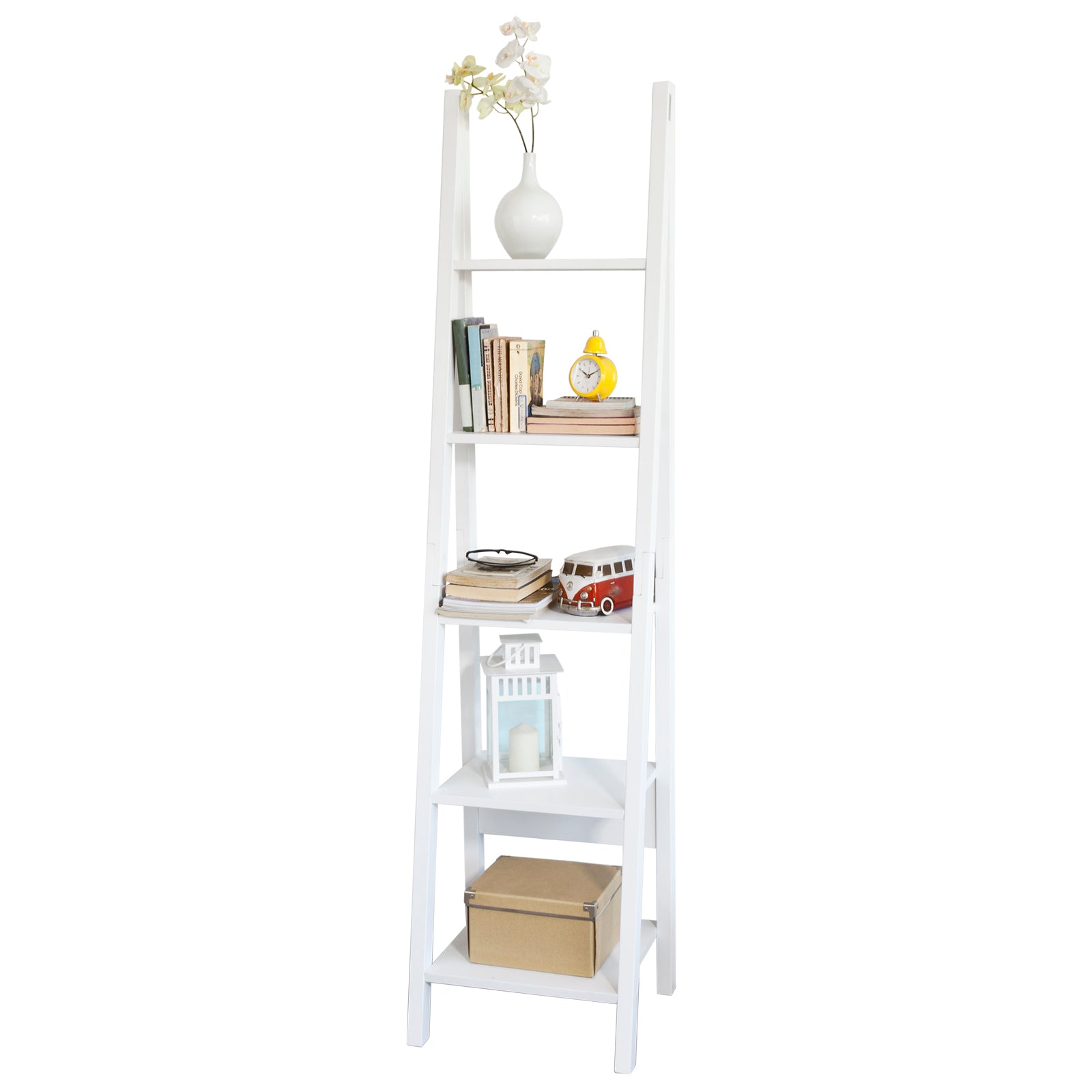 SoBuy Bokhylla med 5 hyllor, Brickhylla, Badrumshylla, Hörnhylla (FRG101-W)