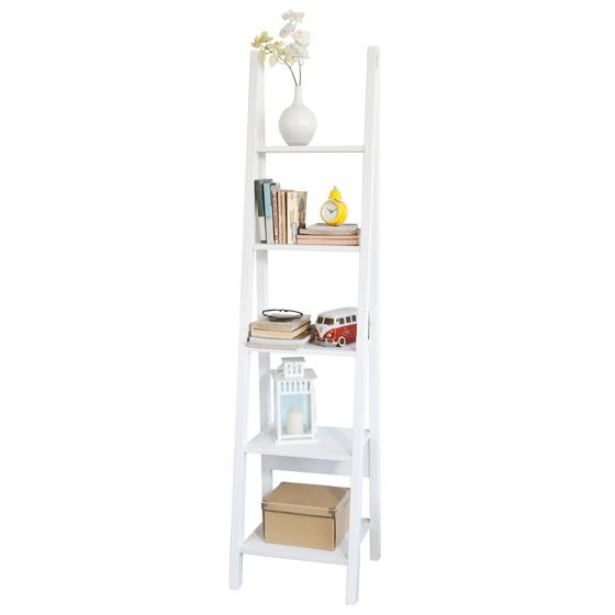 SoBuy Bokhylla med 5 hyllor, Brickhylla, Badrumshylla, Hörnhylla (FRG101-W)