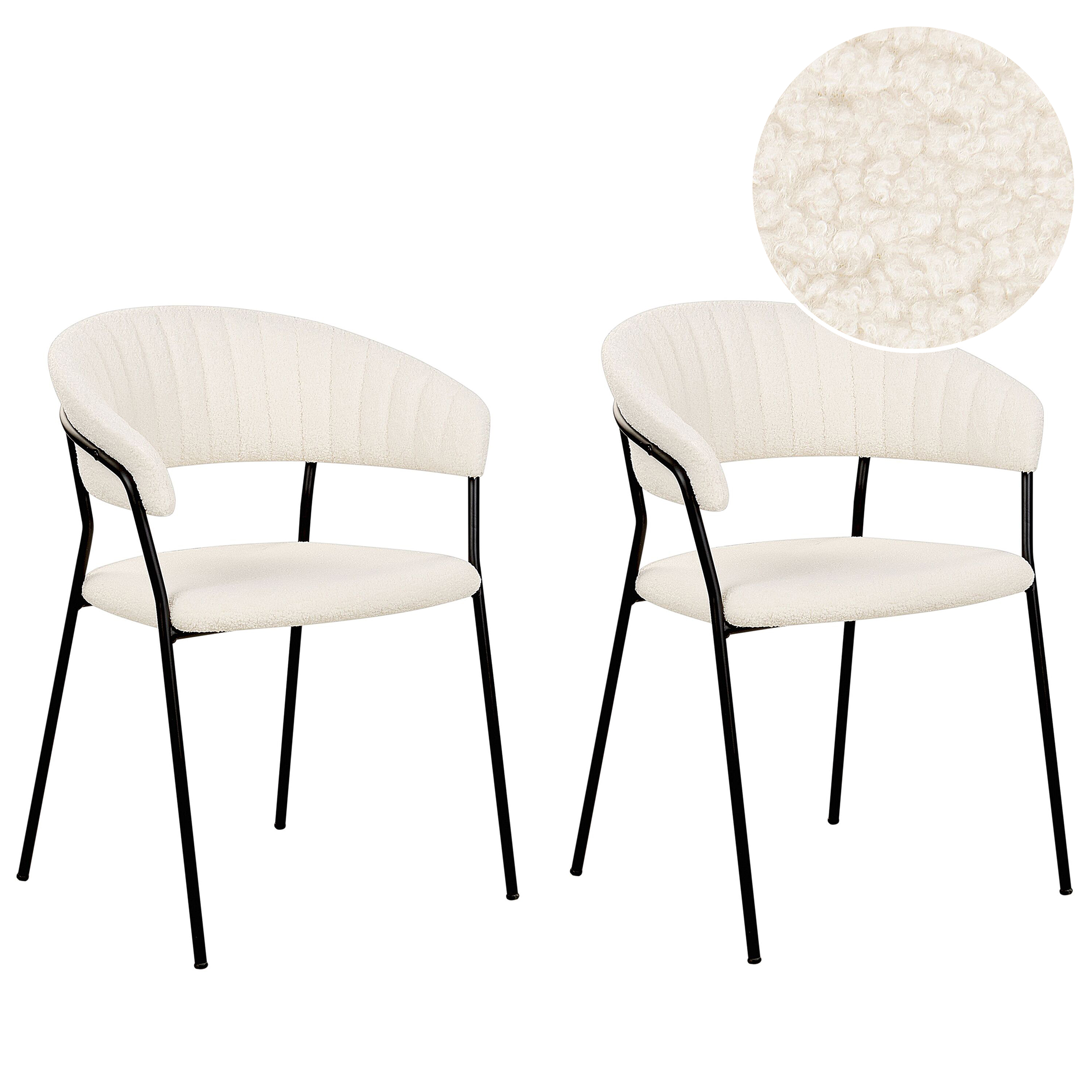 Set med 2 matstolar MARIPOSA Bouclé Off-White