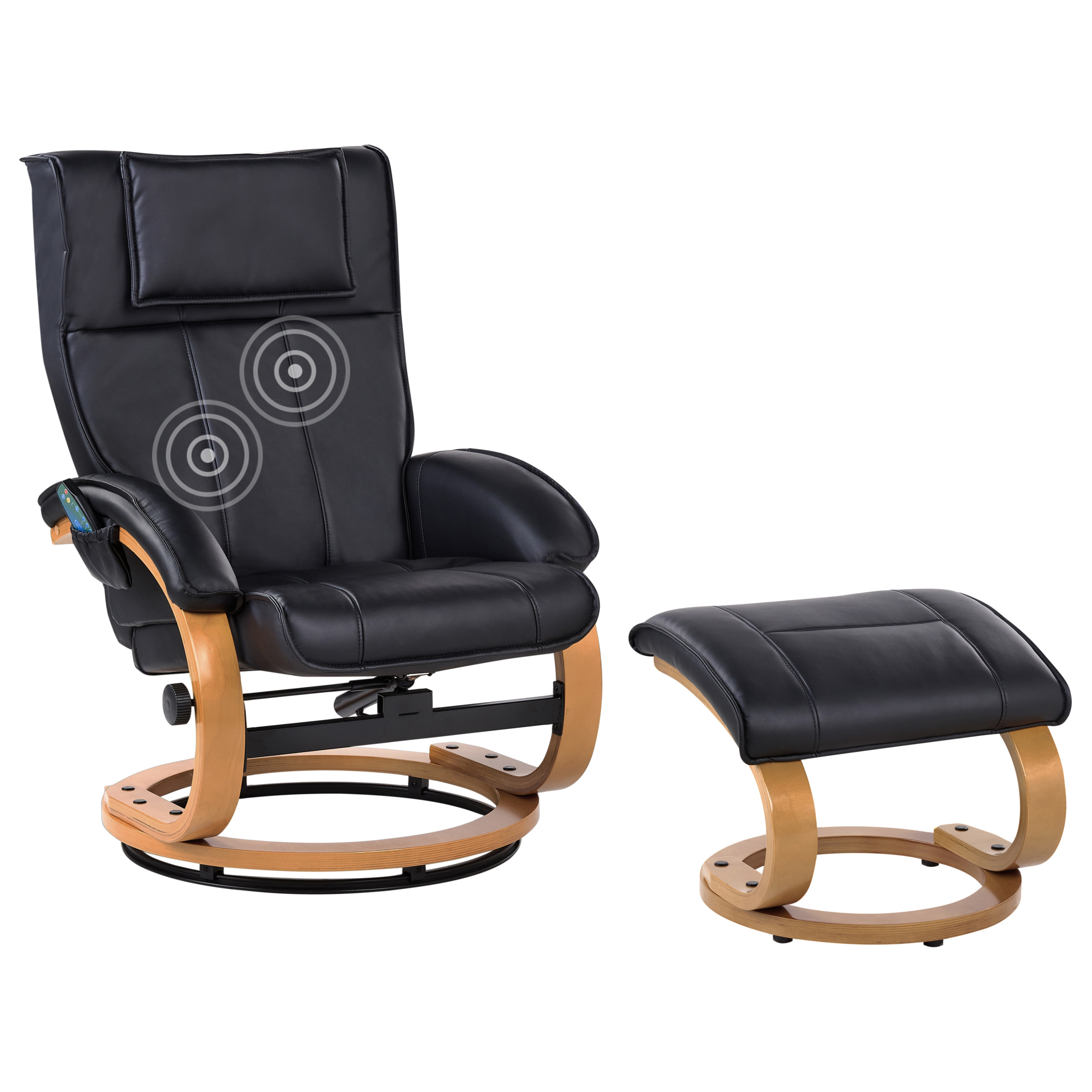 Massagestol MAJESTIC med fotpall Konstläder Svart