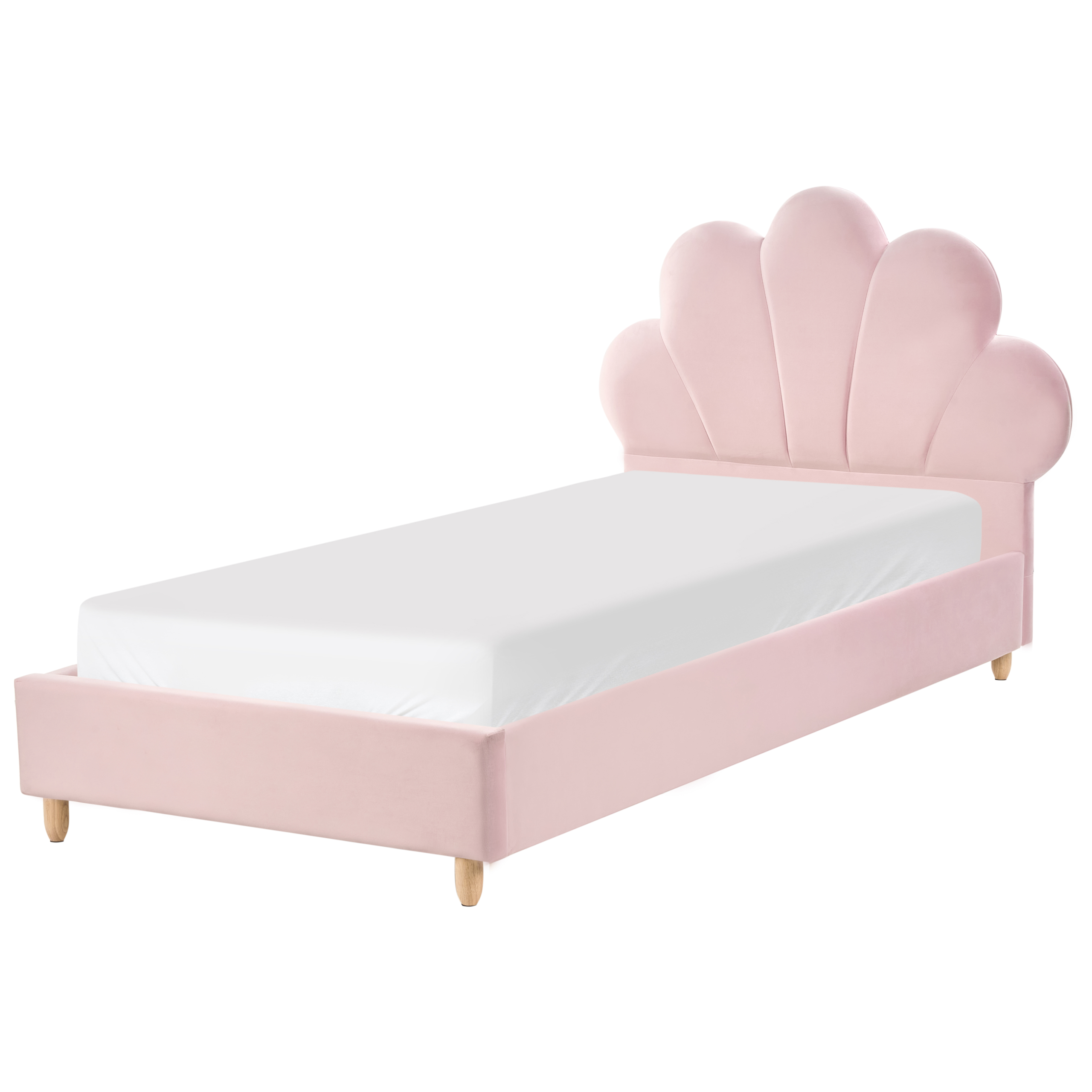 Barnsäng Snäckskal Sammet NEULISE 90 x 200 cm Rosa