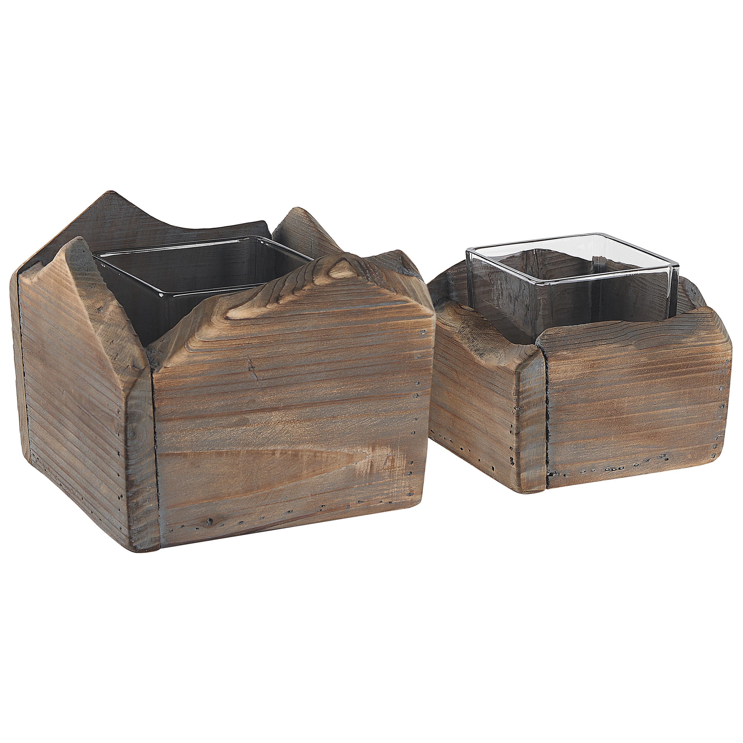 Set med 2 ljusstakar PLATEROS 15/12 cm Granträ Mörkbrun