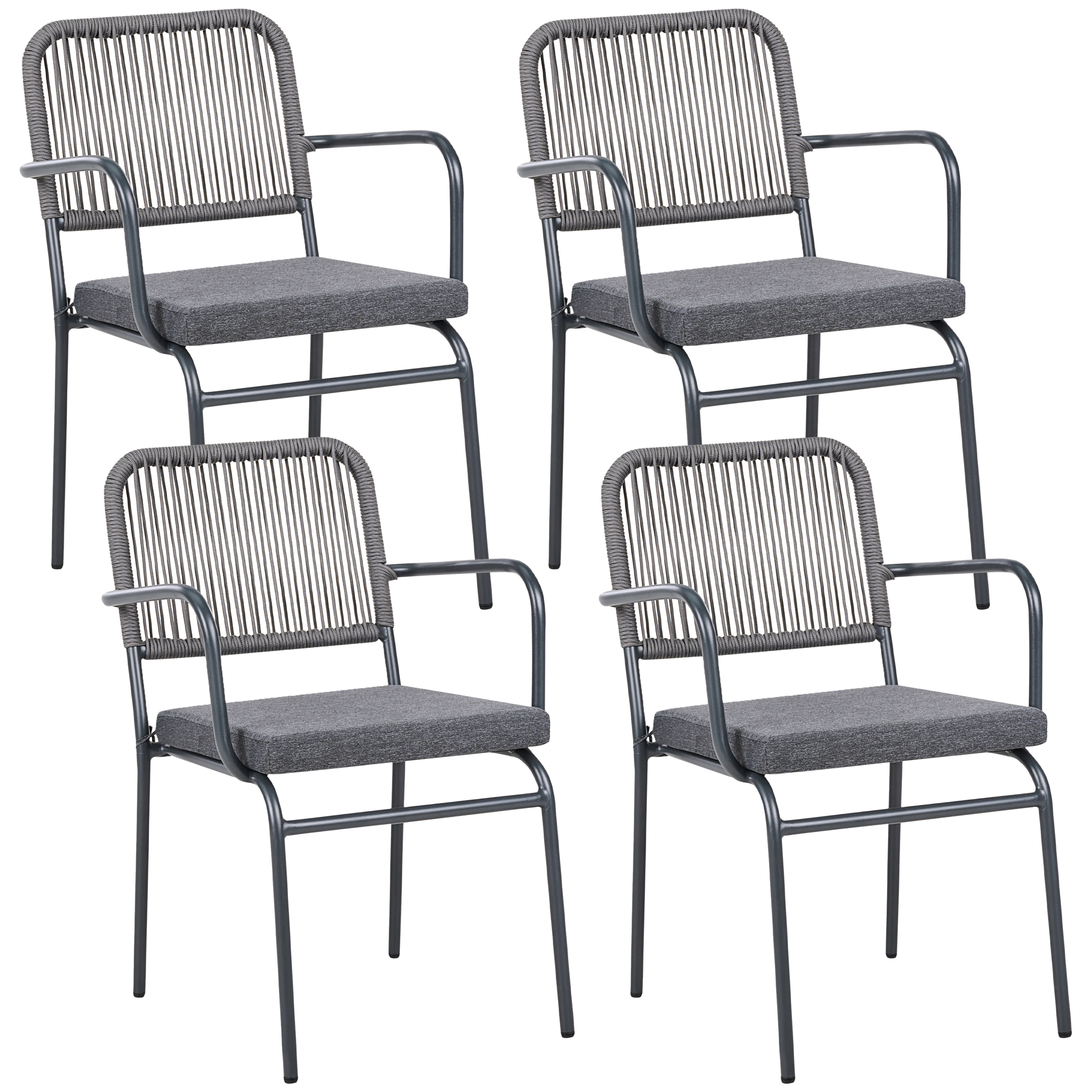 Set med 4 stolar med dynor TACENO Metall Grå