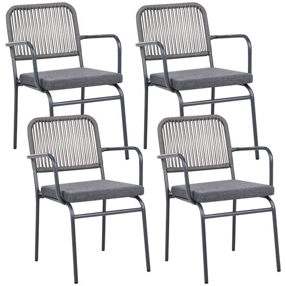 Set med 4 stolar med dynor TACENO Metall Grå