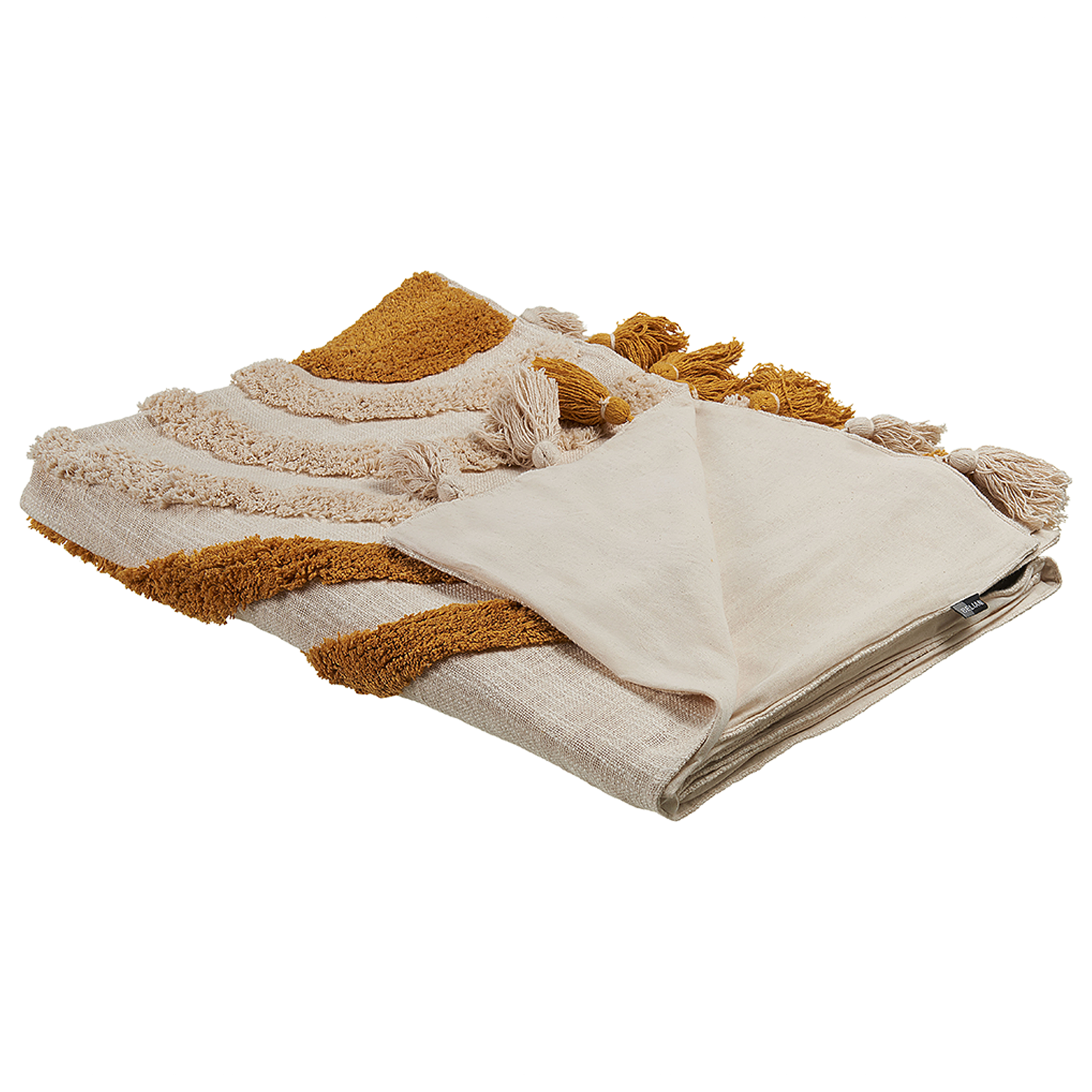 Pläd MATHURA Bomull 130 x 180 cm Beige