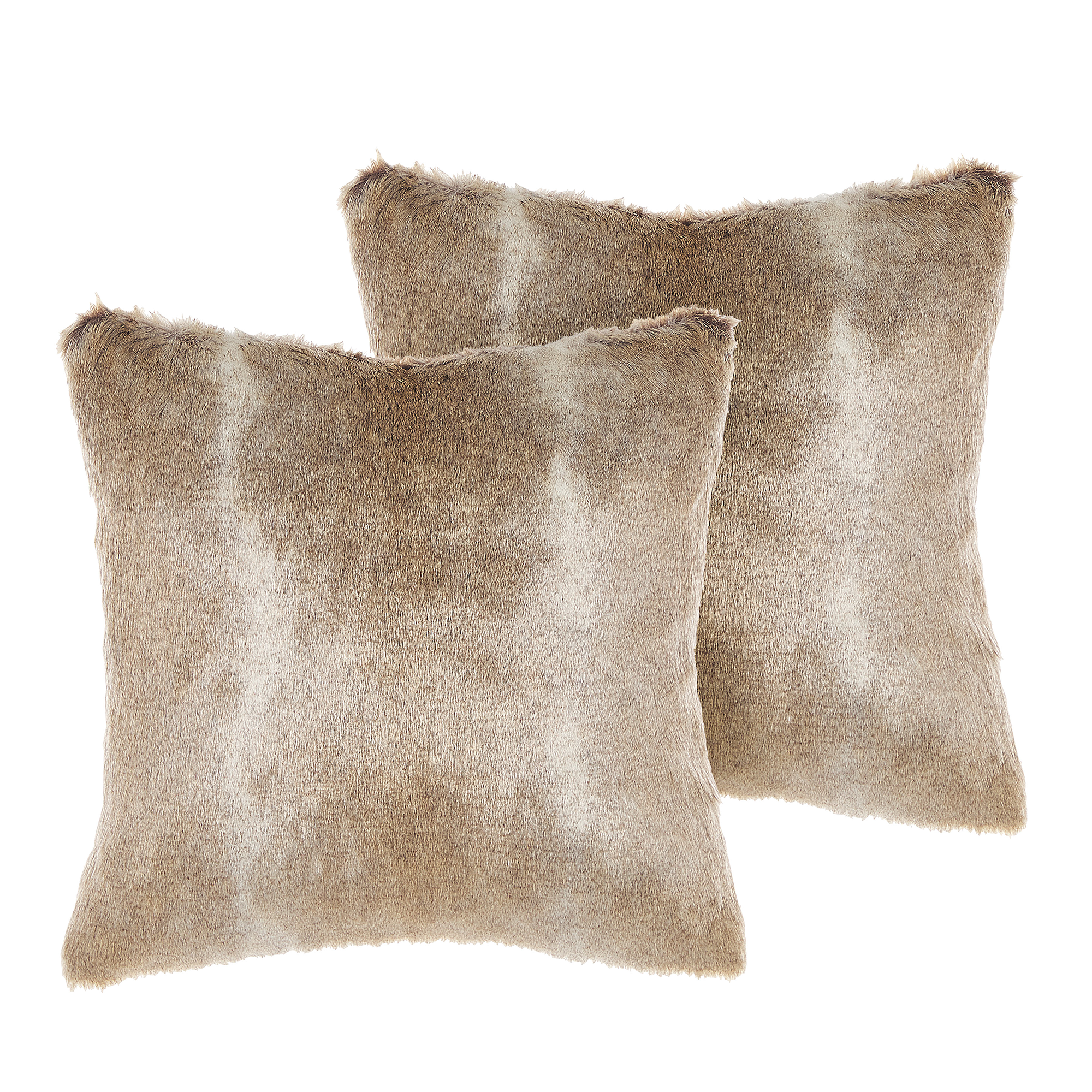 Set med 2 prydnadskuddar HORDEUM 45 x 45 cm Fuskpäls Ljusbrun Monokromt