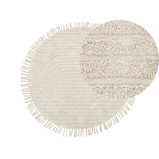 Matta HALFETI Ljusbeige ø 140 cm Bomull