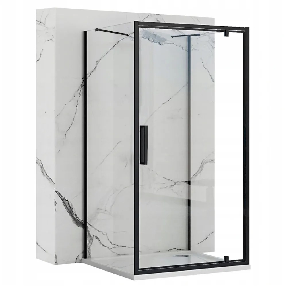 REA Duschkabin För Väggplacering RAPID SWING 120x90 Svart, 120x90x195cm