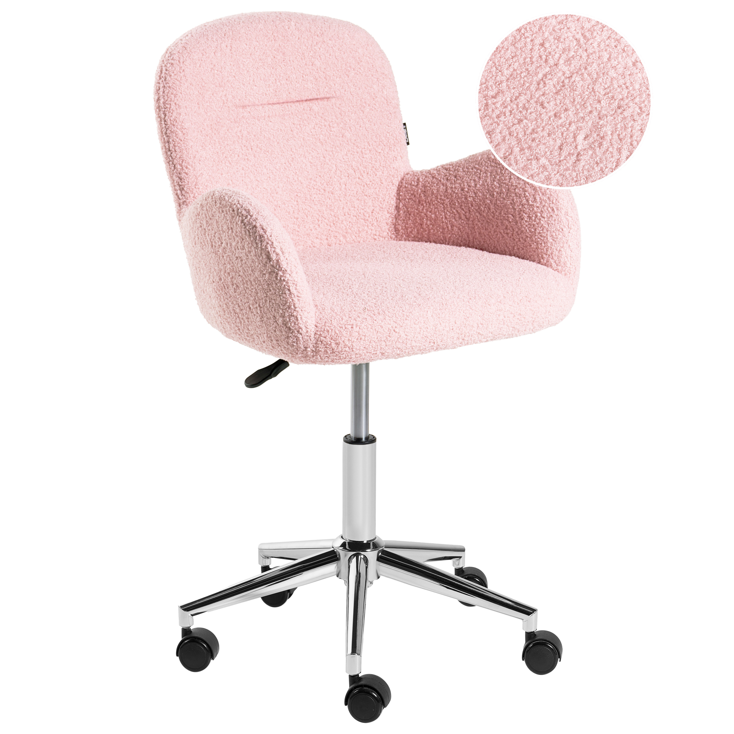 Skrivbordsstol PRIDDY Bouclé Pastellrosa