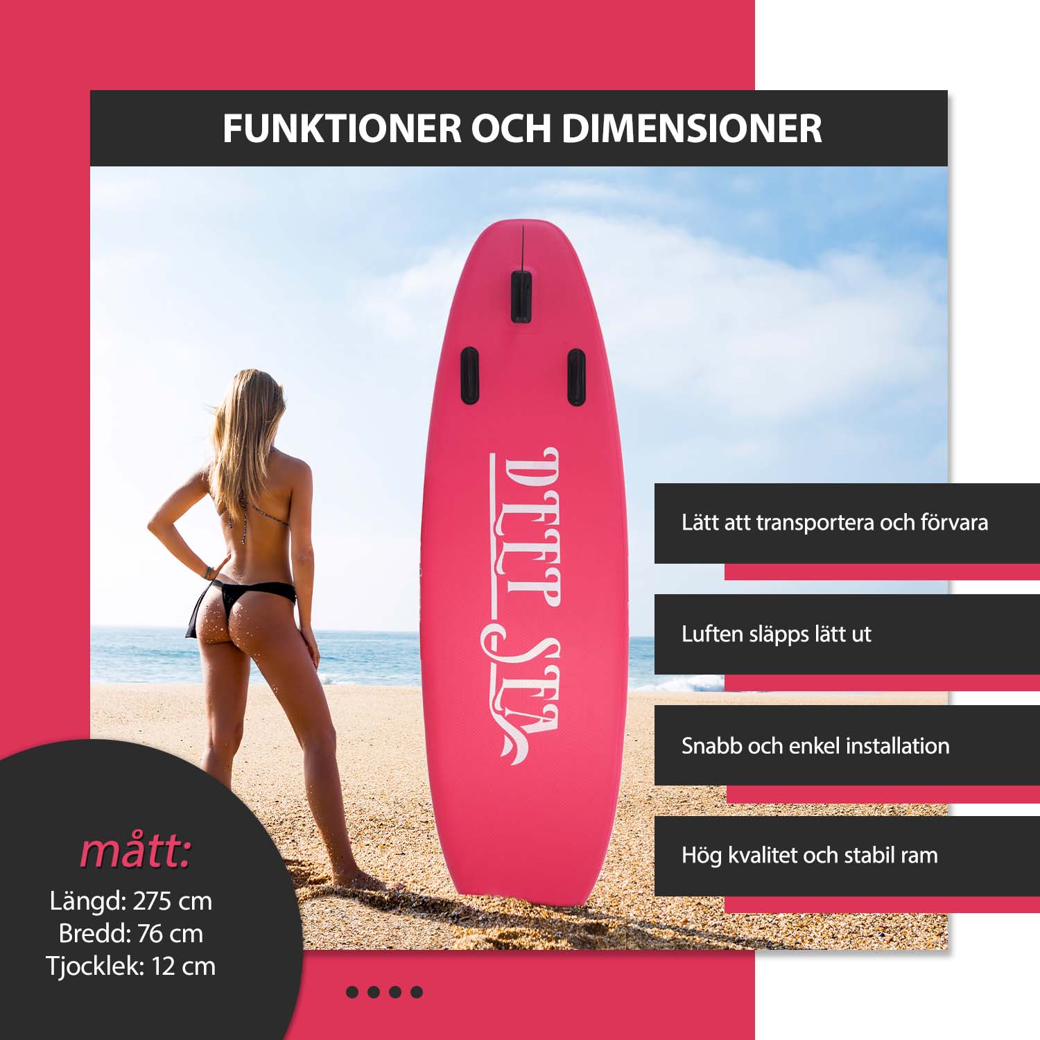 Deep Sea SUP-brädset Standard, rosa