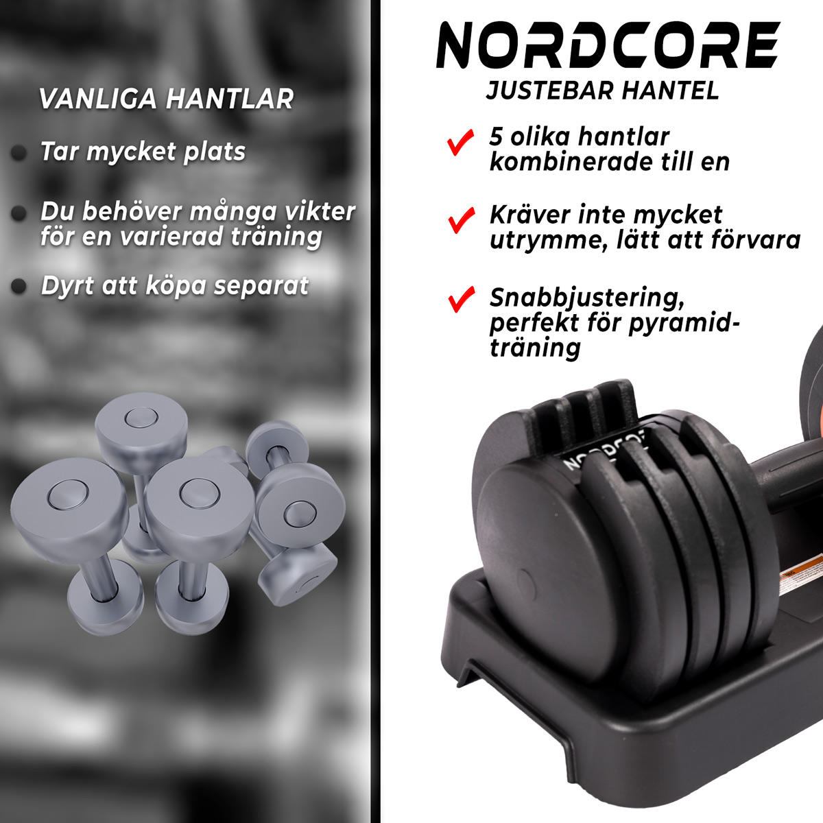 Nordcore Justerbar hantel Core 25 kg