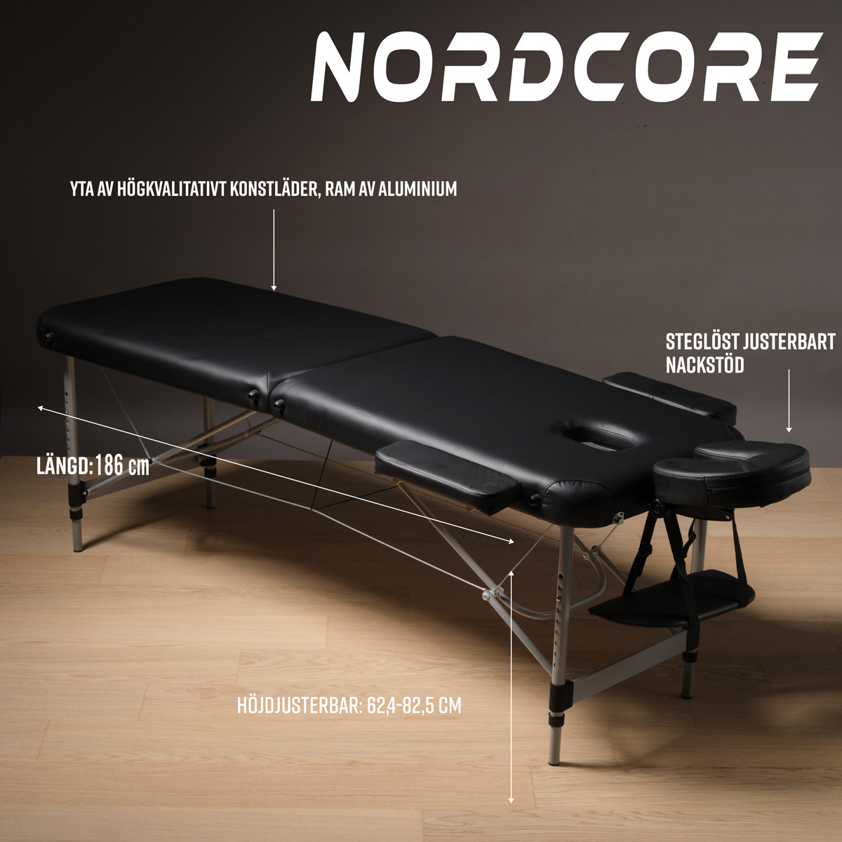Nordcore massagebänk Core A200, svart