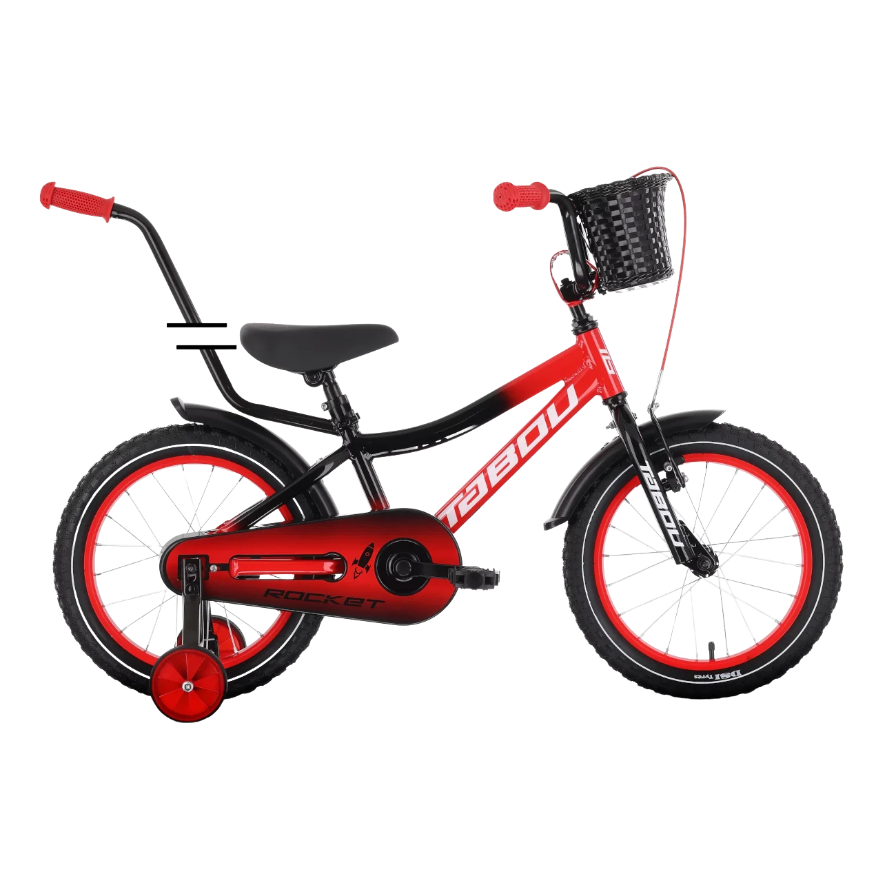 Tabou Rocket Alu barncykel, svart-röd