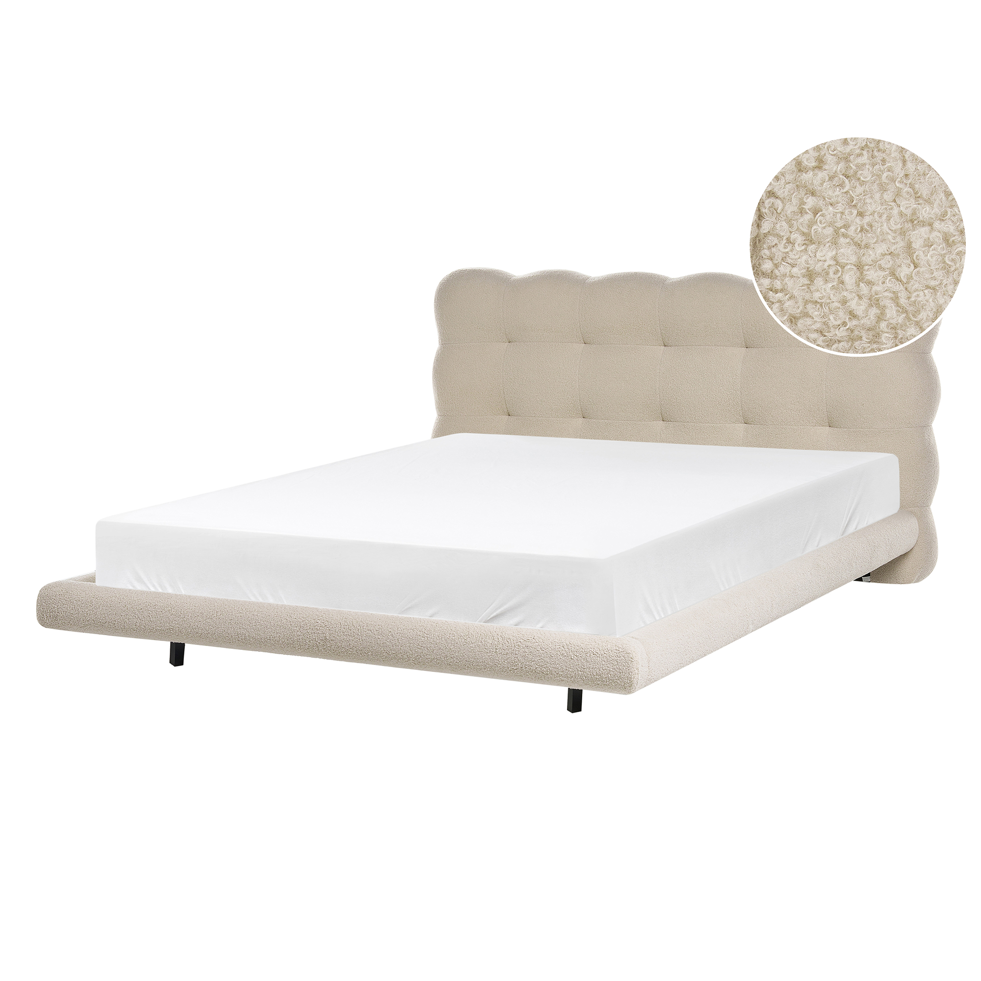 Säng med lamellram Bouclé SOULISSE 140 x 200 cm Beige