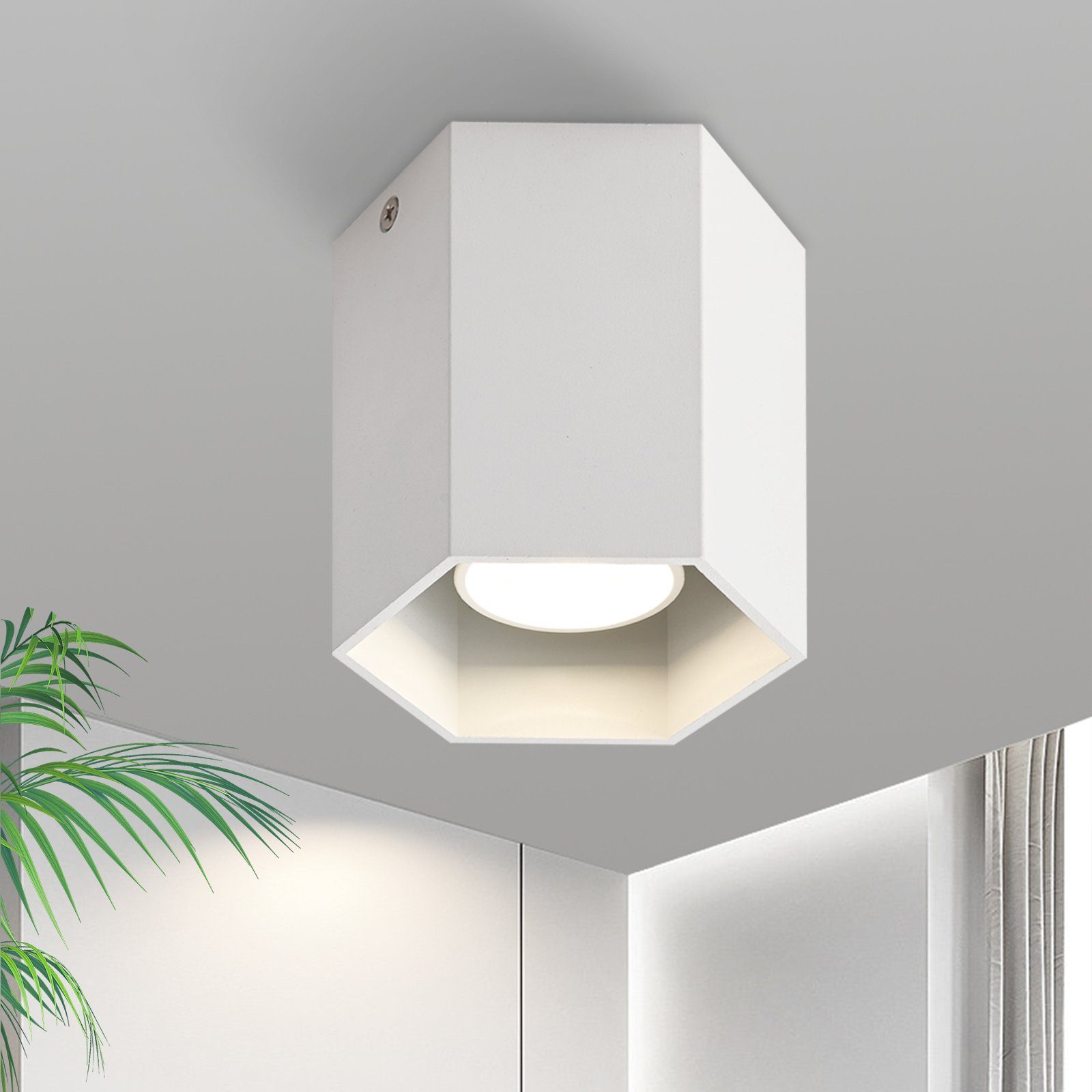NETTLIFE utanpåliggande takspotlights vita: modern GU10-aluminiumhalllampa för matplatsen utan glödlampa