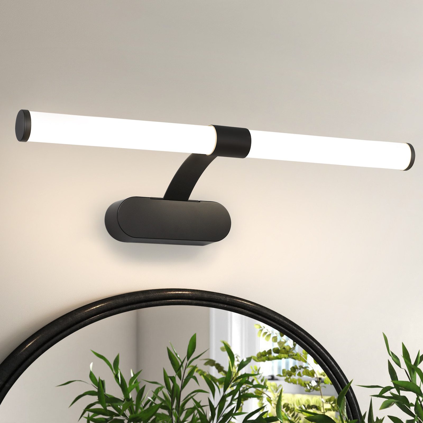 NETTLIFE LED - badrum, vägglampa, LED - spegellampa, 4000K neutralvit, IP44 8W, 60CM - svart, modern vattentät, vägglampa