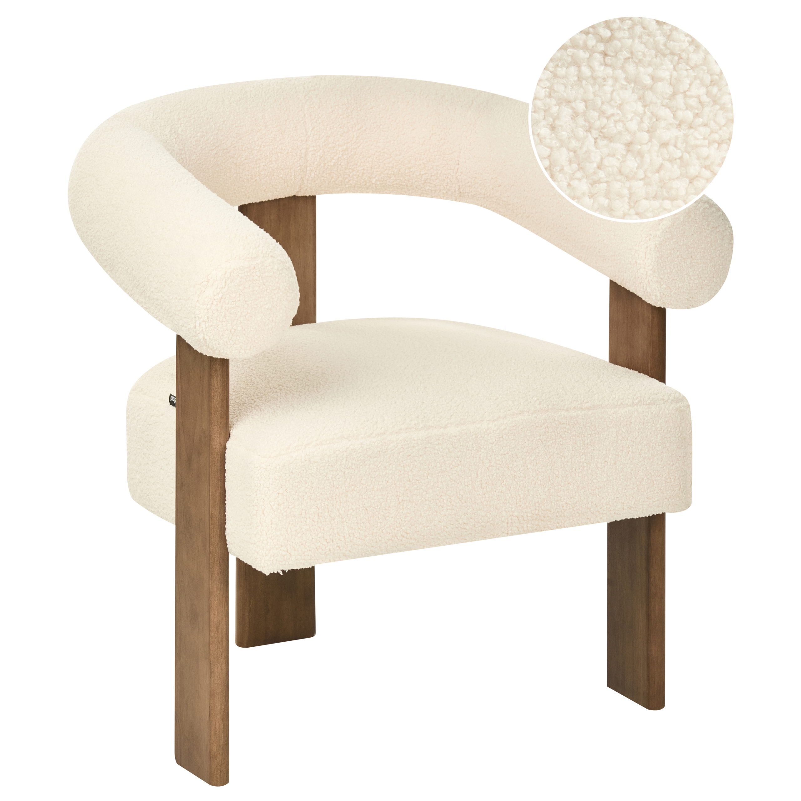 Fåtölj ILBRO Bouclé Off-White/ Mörkbrun