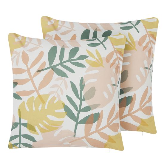Set med 2 utomhusdynor TEGEA Växtmotiv 45 x 45 cm Flerfärgad