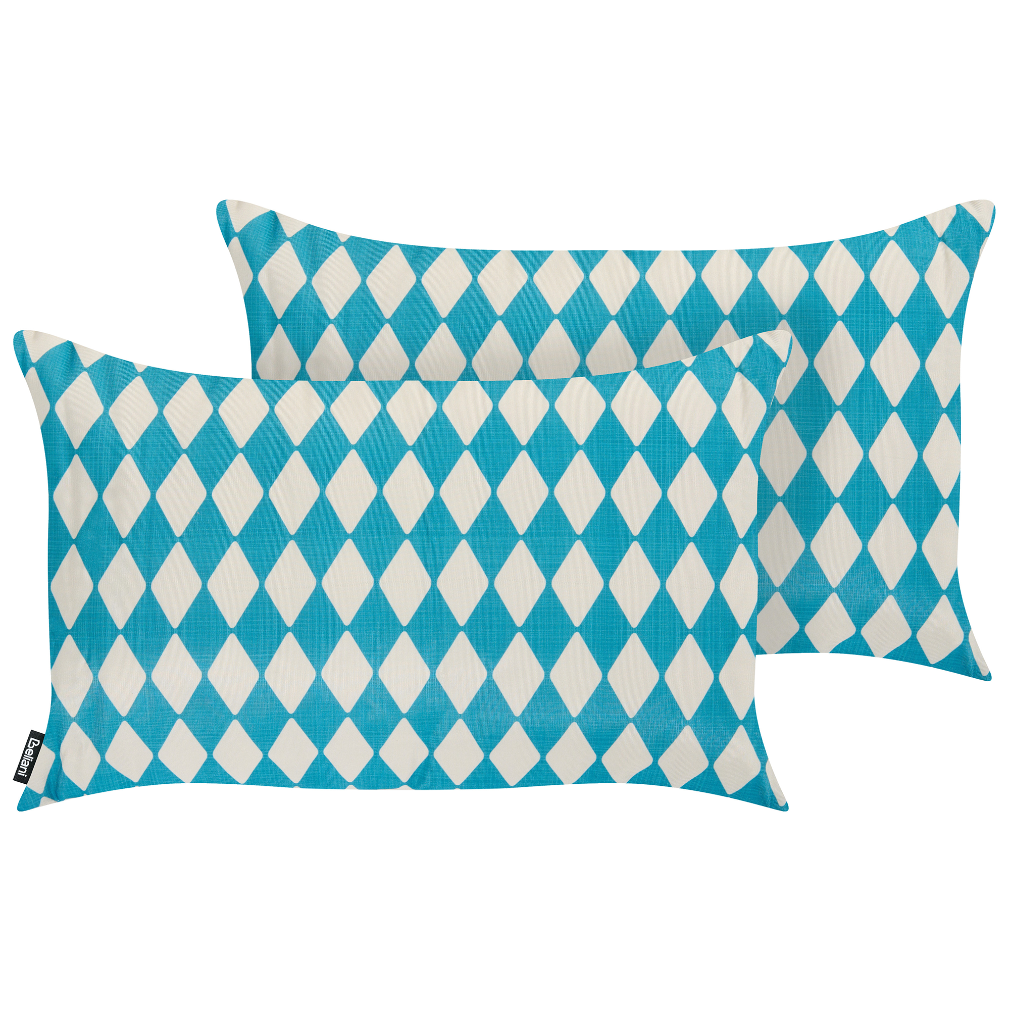 Set med 2 utomhusdynor GREVILLEA Rutigt tryck 30 x 50 cm Turkos
