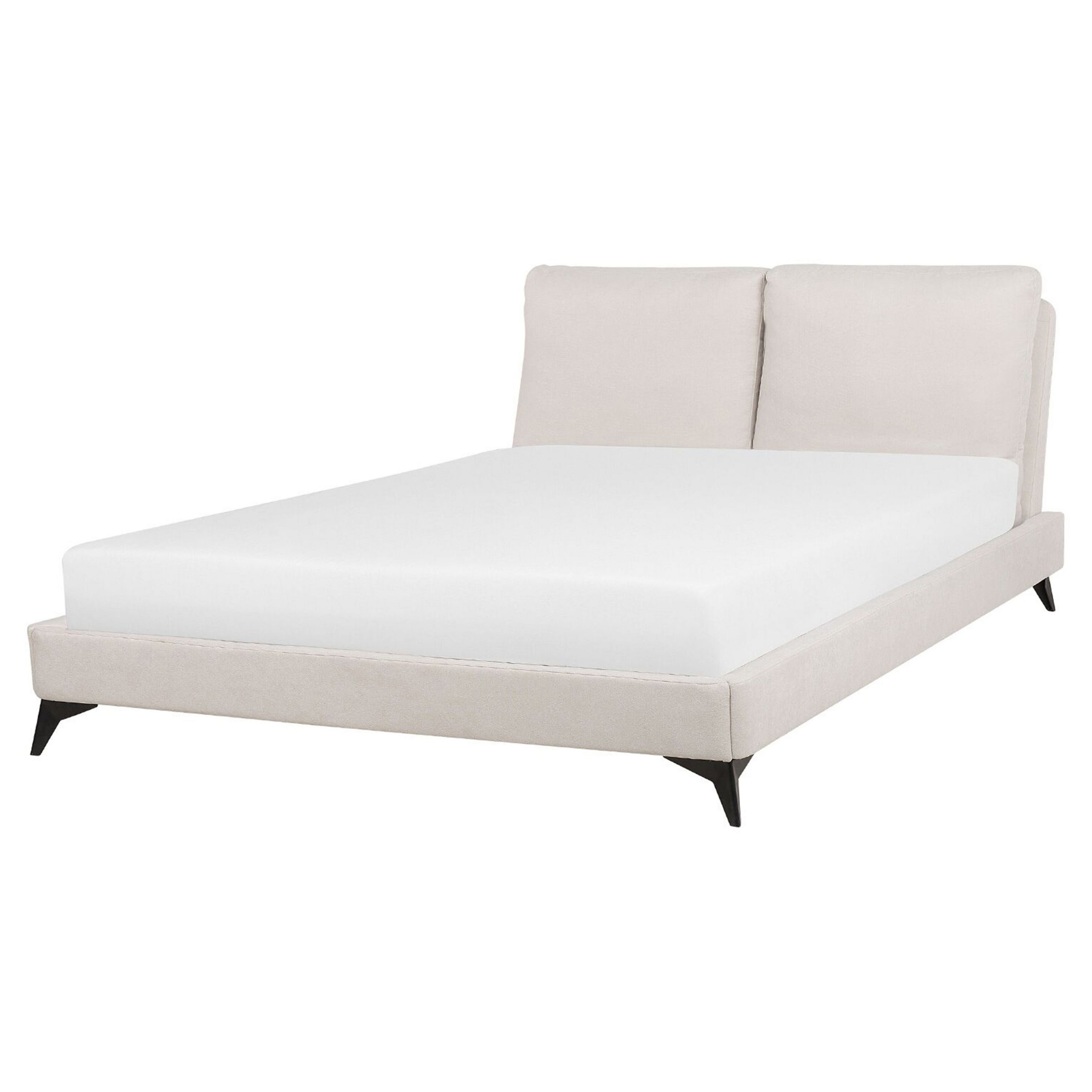 Säng med lamellram Chenille MELLE 160 x 200 cm Ljusbeige