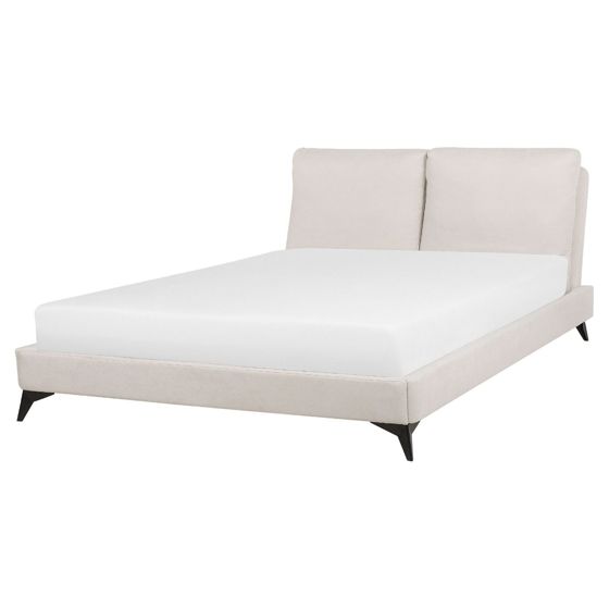 Säng med lamellram Chenille MELLE 160 x 200 cm Ljusbeige