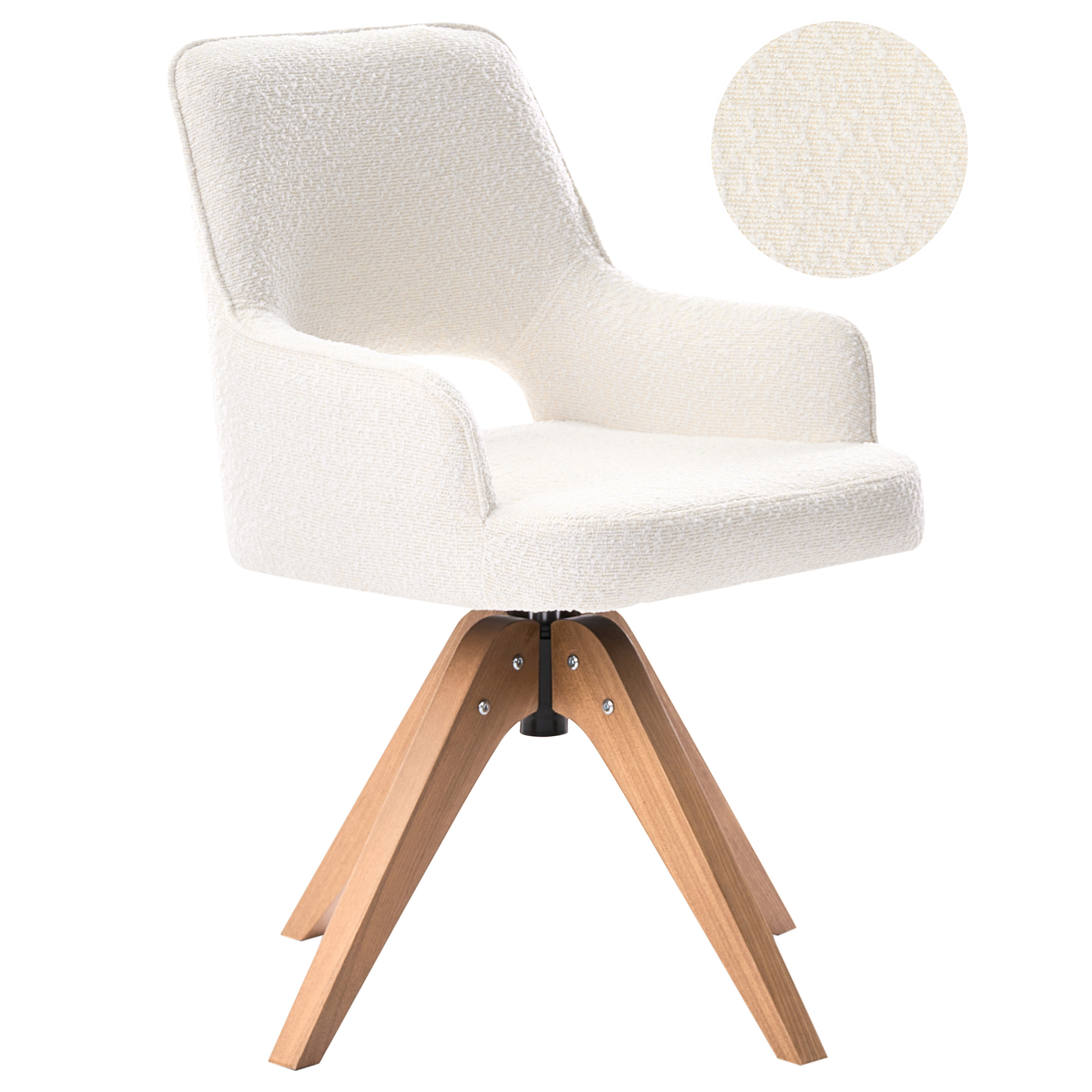 Matstol Vridbar MORAVIA Bouclé Ljusbeige