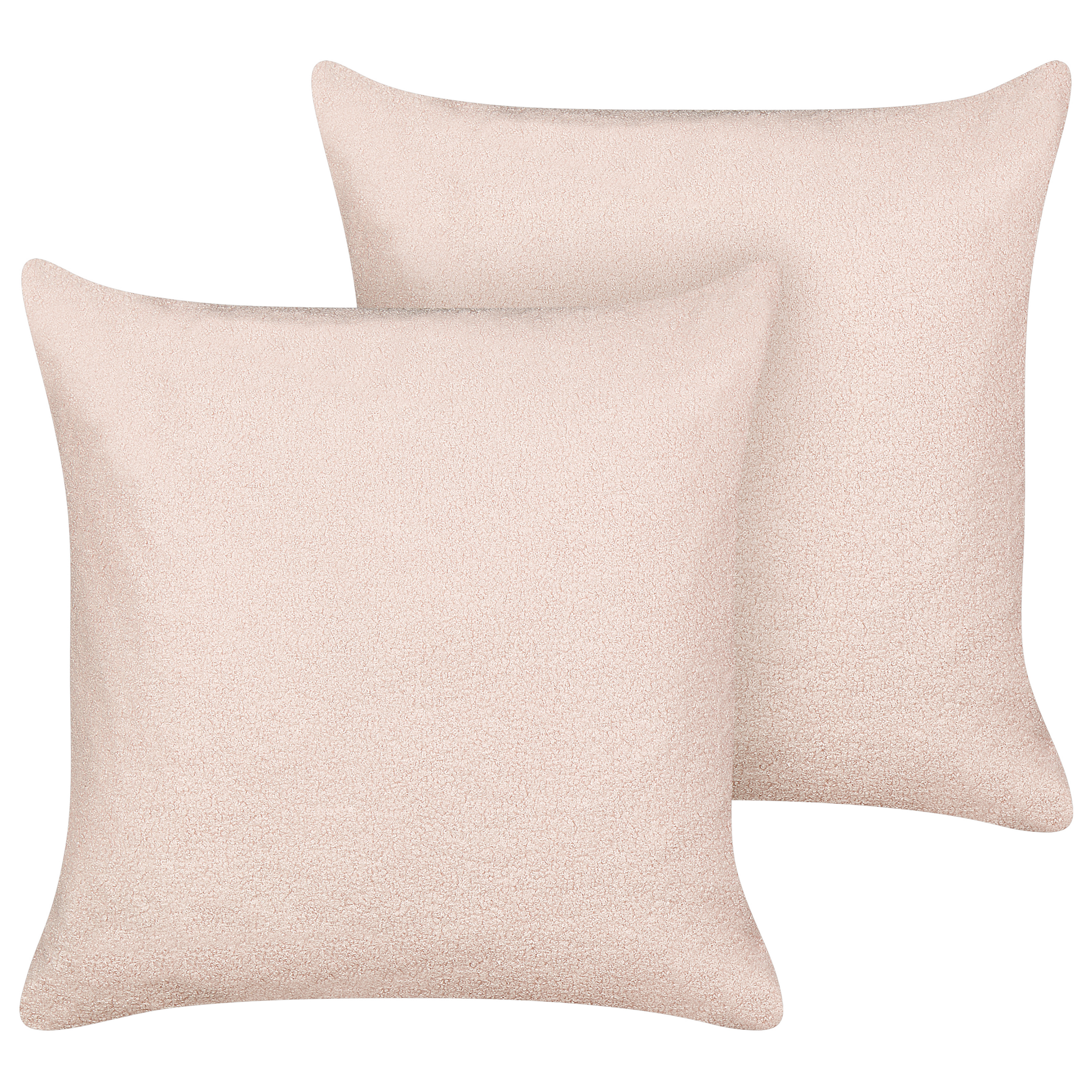 Set med 2 prydnadskuddar LEUZEA 60 x 60 cm Bouclé Pastellrosa Monokromt