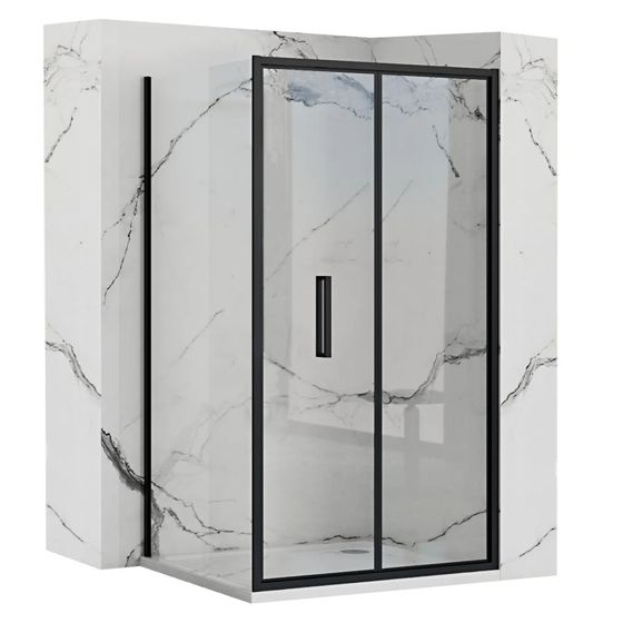 REA Hörnduschkabin RAPID FOLD 90x100 Svart, 90x100x195cm