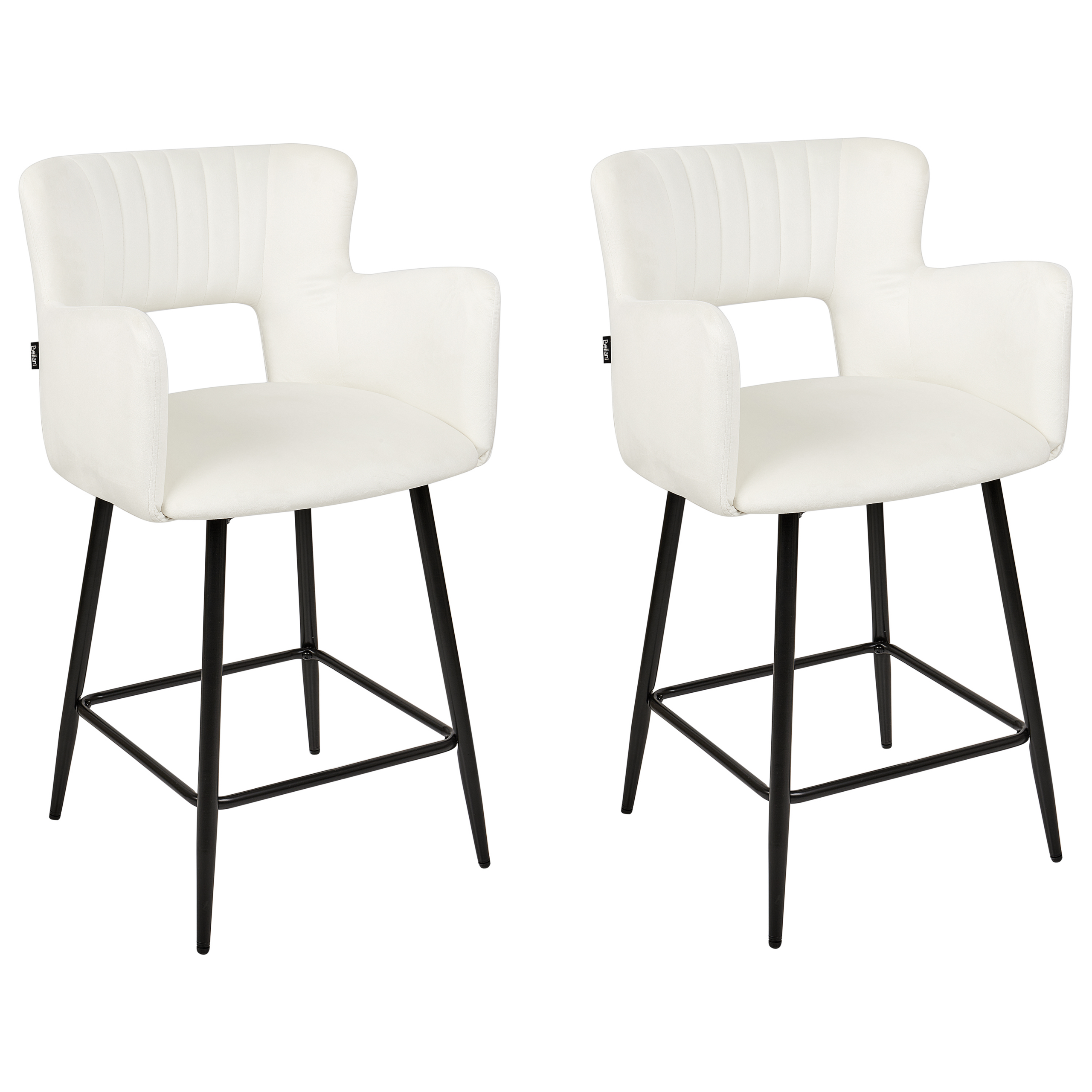 Set med 2 barstolar SANILAC Sammet Vit