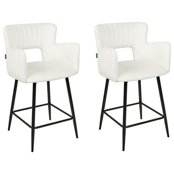 Set med 2 barstolar SANILAC Sammet Vit