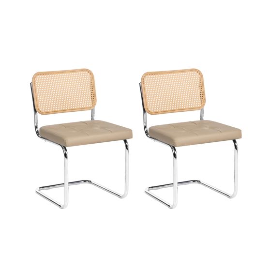 Set med 2 matstolar ETHETE Konstläder Taupe