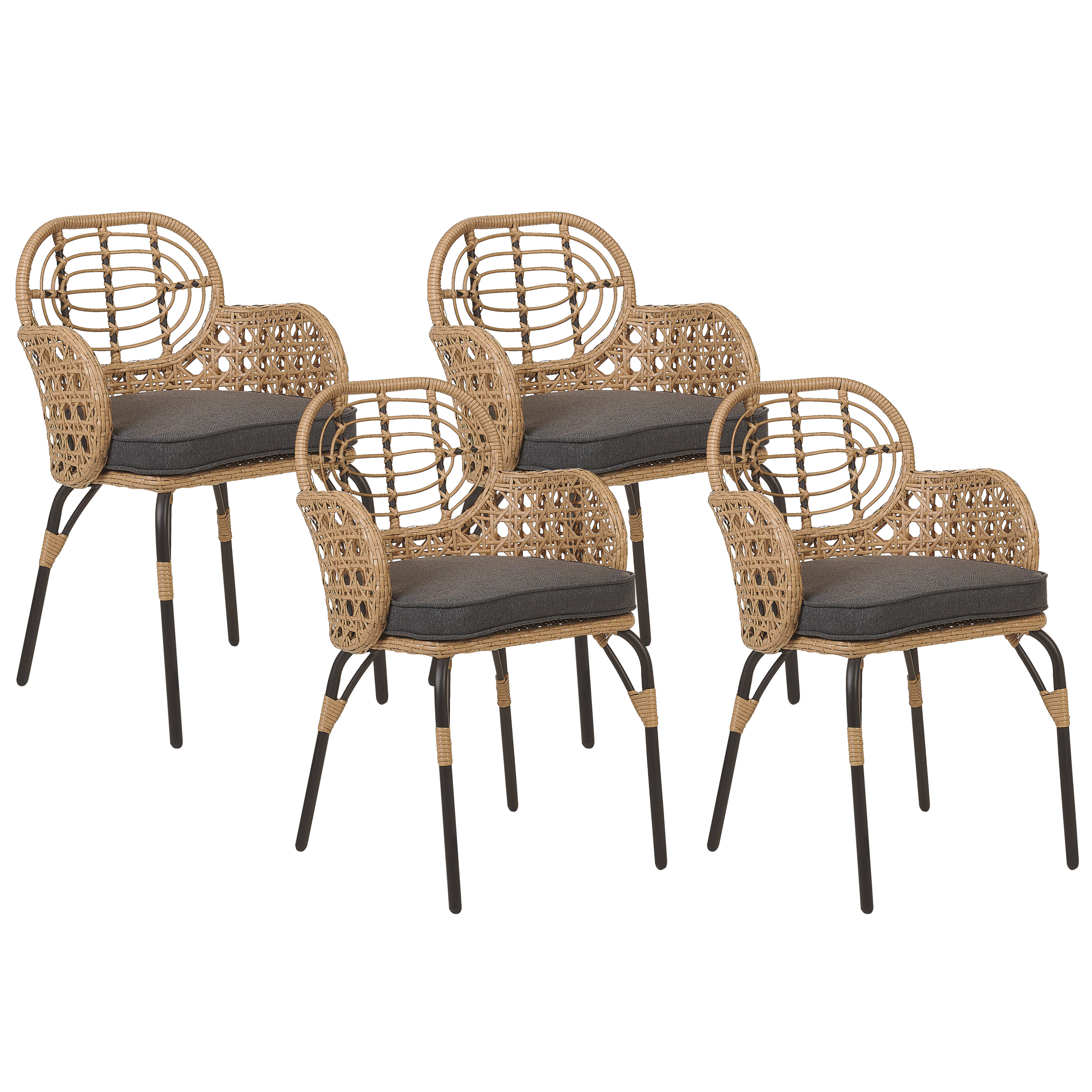 Set med 4 stolar med dynor PRATELLO Konstrotting Naturlig