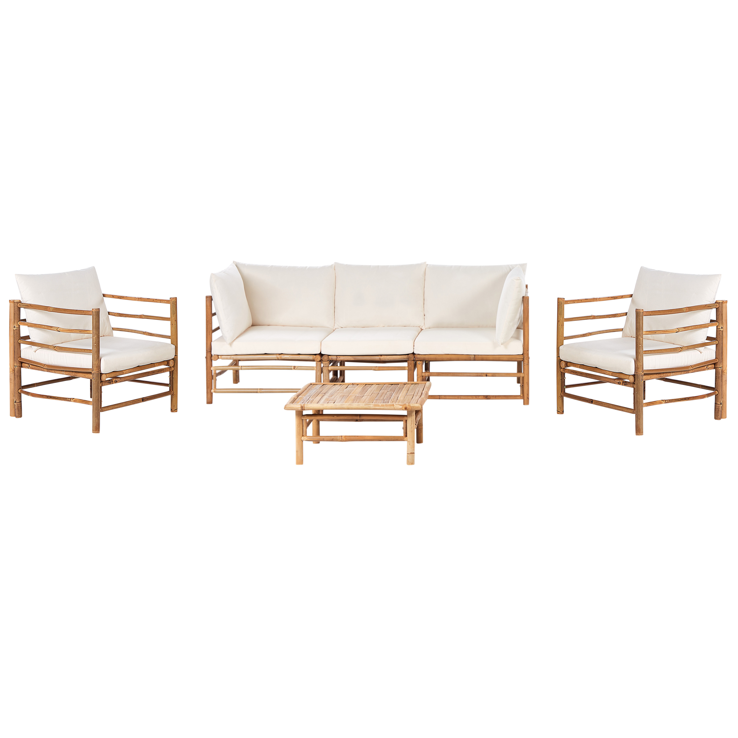 Trädgårdssoffgrupp med bord 5-sits CERRETO Bambu Off-White