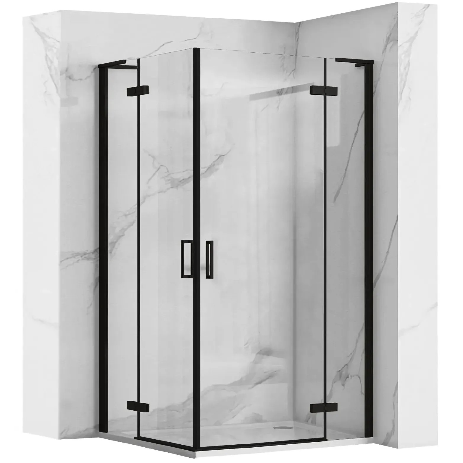 REA Duschkabin Hugo Double 100x100 Svart, 100x100x200,5cm