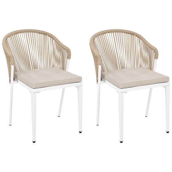 Set med 2 stolar med dynor PARANEA Metall Beige