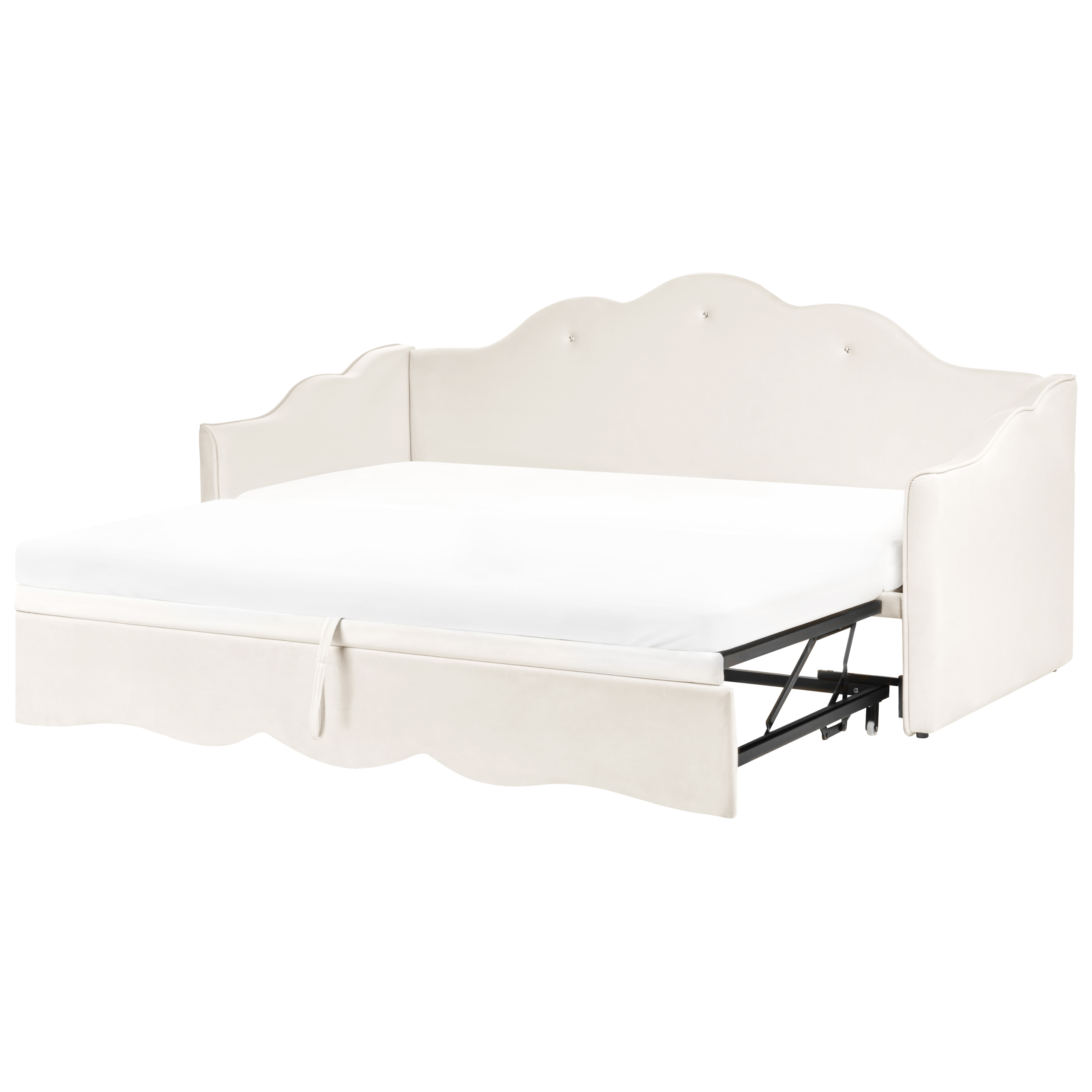 Utdragbar säng Sammet LORETTE 90 x 200 cm Ljusbeige