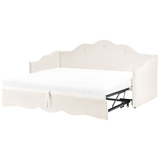 Utdragbar säng Sammet LORETTE 90 x 200 cm Ljusbeige