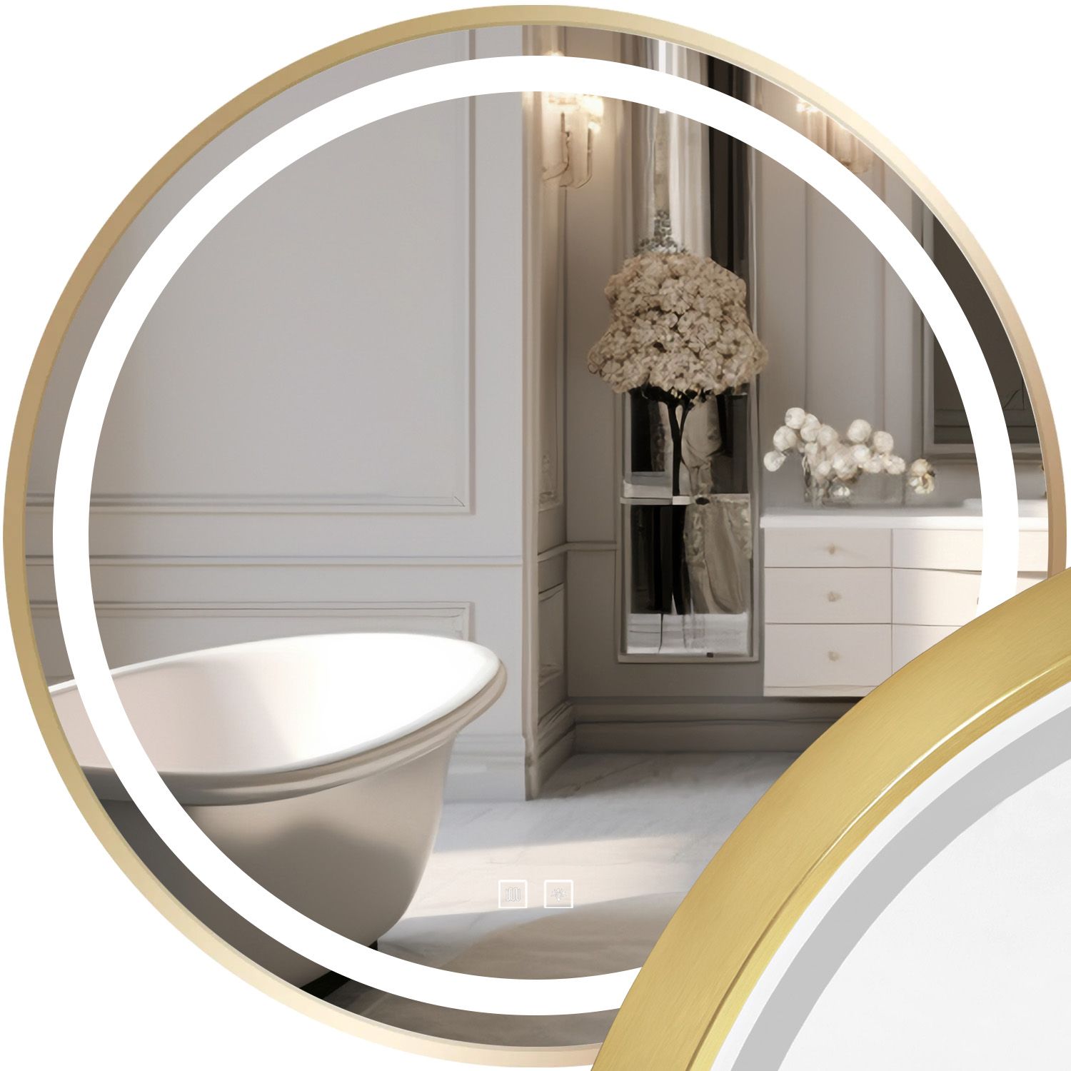 REA spegel LED MMJ GOLD 90cm Guld 90x90x90cm